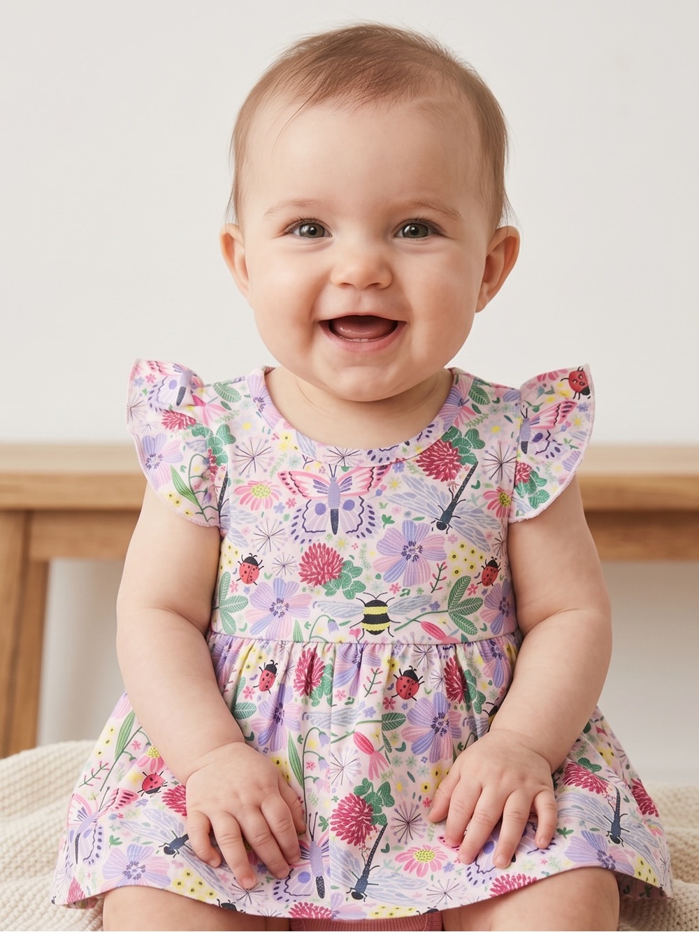 Pete+ Lucy - NWT - Lilac & Pink Floral Ruffle-Sleeve Baby Dress Romper